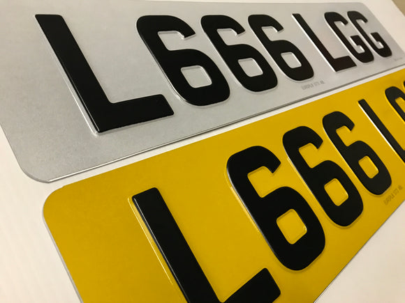 Borderless UK Road Legal Pressed Number Plate Plain PAIR