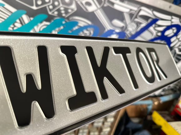 Glitter Silver Trucker Plate