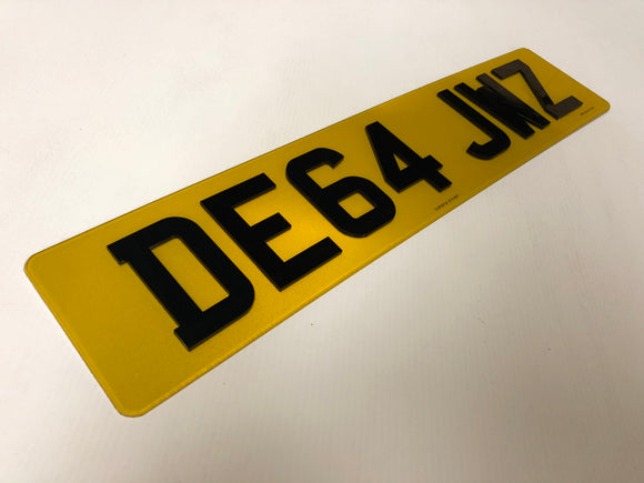 Next Gen 4D Road Legal Plastic Plate Yellow SINGLE
