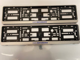 Ford Performance Blue Silver Number Plate Surround Frames Pair