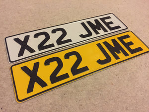 Pressed Number Plate UK Legal SHORT PAIR