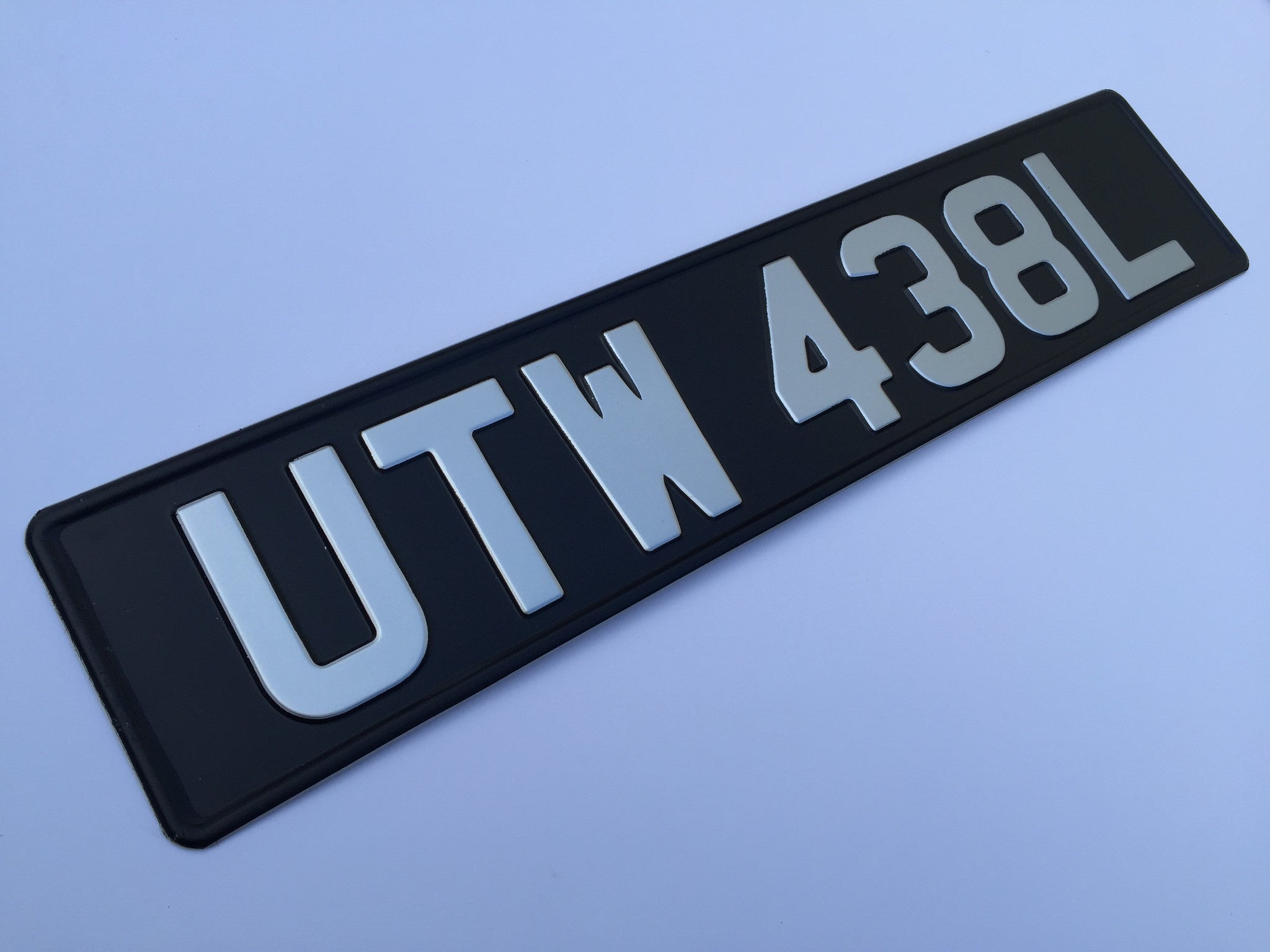 Retro Black Silver UK Road Legal Pressed Number Plate PAIR pre
