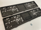Plain Black Number Plate Surround Frames Pair
