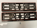 Red Vw Volkswagen Motorsport Number Plate Surround Frames Pair