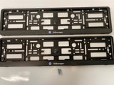 Black VW Volkswagen Number Plate Surround Frames Pair