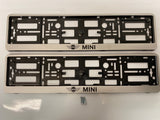 Silver MINI Number Plate Surround Frames Pair
