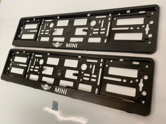 Black MINI Number Plate Surround Frames Pair