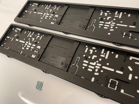 Plain Black Number Plate Surround Frames Pair