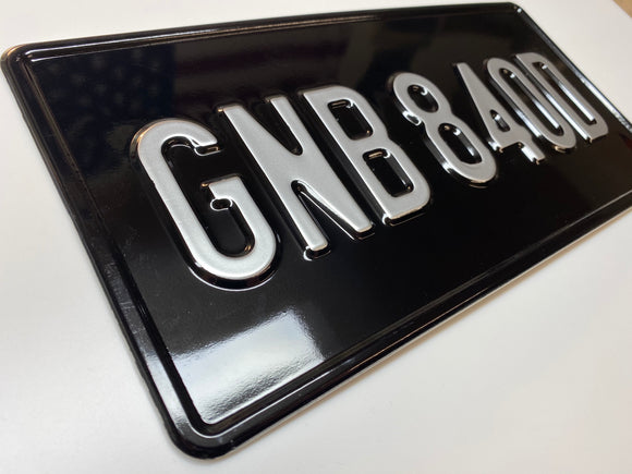 USA Style Black and Silver Pressed Show Plate