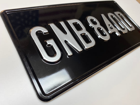 USA Style Gloss Black and Silver Pressed Show Plate