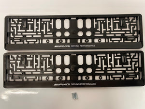 Mercedes AMG Driving Performance Number Plate Surround Frames Pair