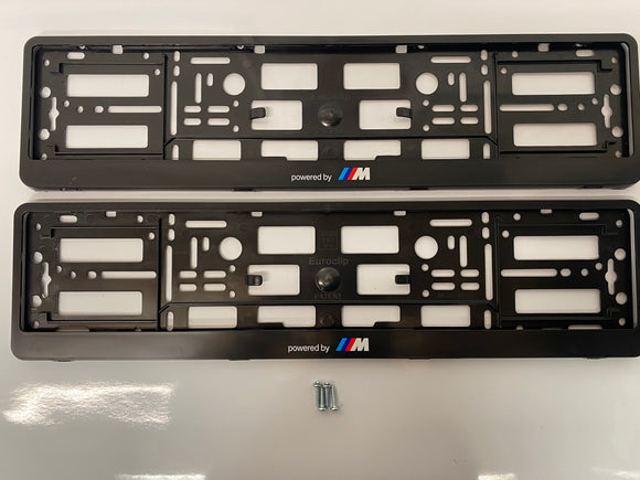 BMW Powered by M Number Plate Surround Frames Pair