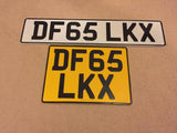 UK Road Legal Pressed Number Plate 1 Square & 1 Oblong Plain PAIR